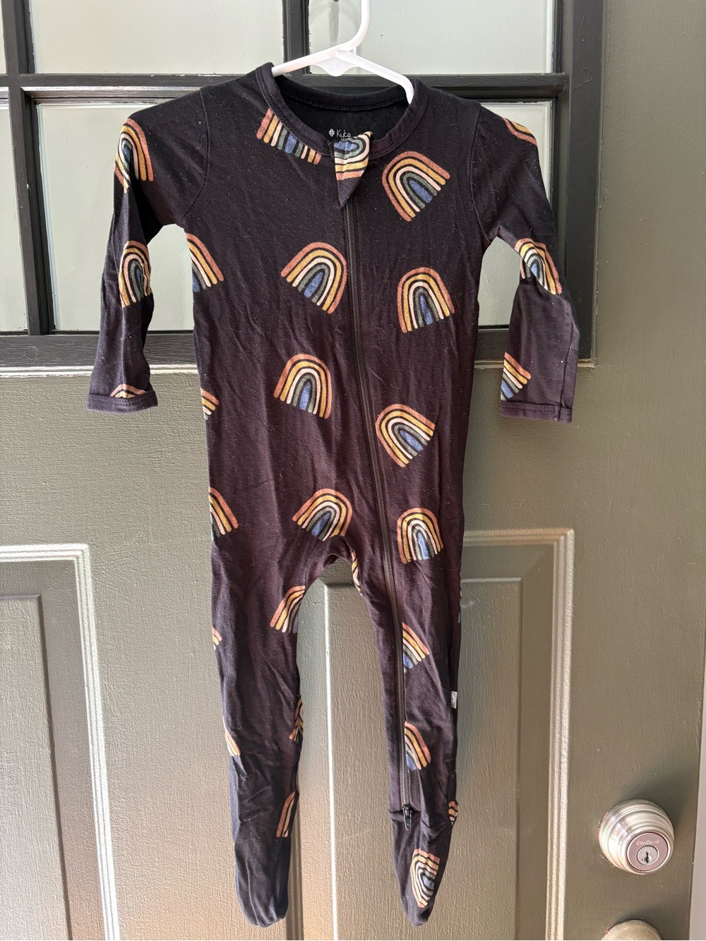 Kyte BABY Black Footed One-Piece with Rainbow Motif